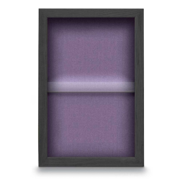 Indoor Enclosed Combo Board, 48"x36", Blk Frame/Wht Porc & Medium Grey